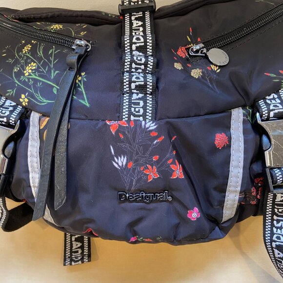 Desigual Floral Print Crossbody Bag With Multiple Zipper Compartments&Adjustable - Picture 14 of 16